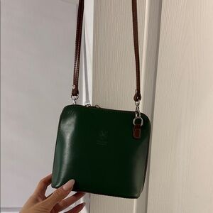 Italian Elegant Green Leather Crossbody Bag